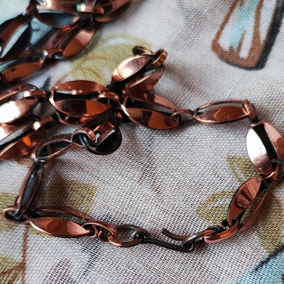 Vintage Copper Triangle Statement Necklace Renoir? MCM Jewelry J Hook Clasp - Picture 9 of 9